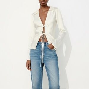 Zara Cream Tie-Front Blouse